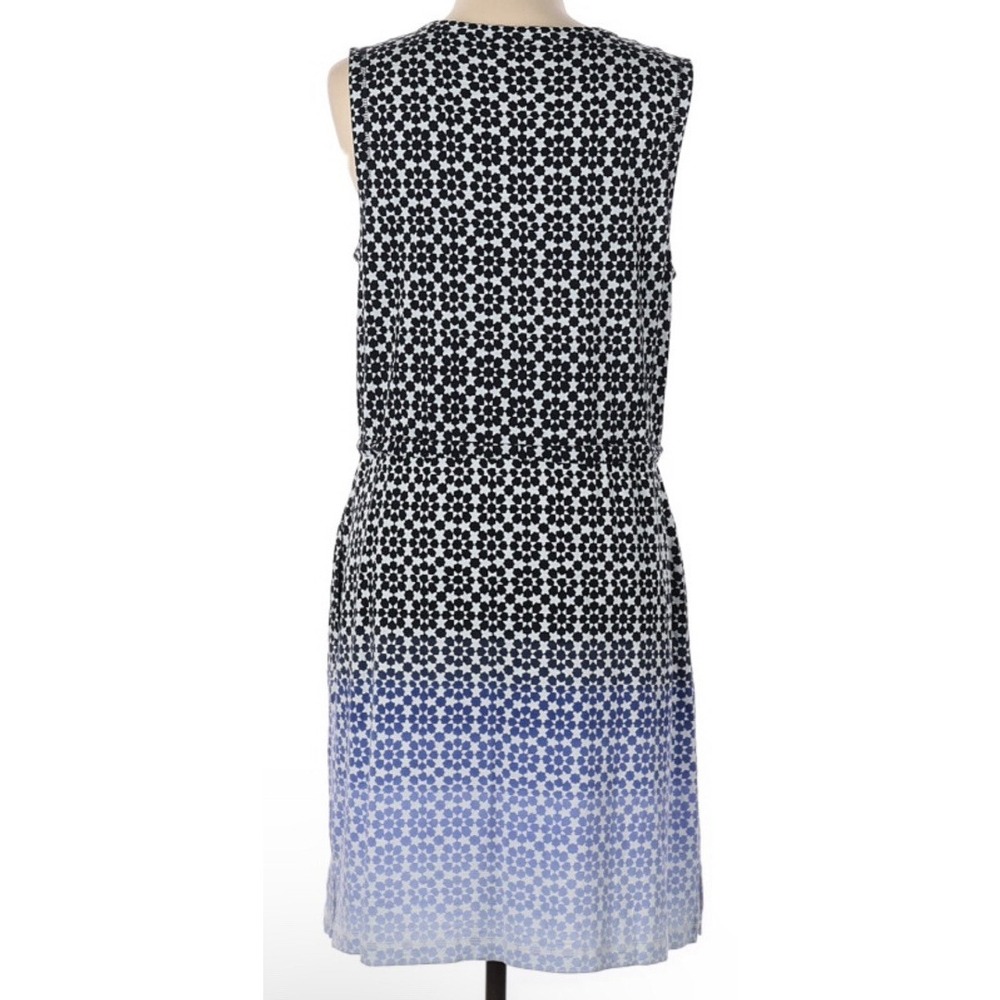 T by Talbots Dress Womens Petite Ombré Blue Geo Print Sleeveless New - Picture 2 of 6